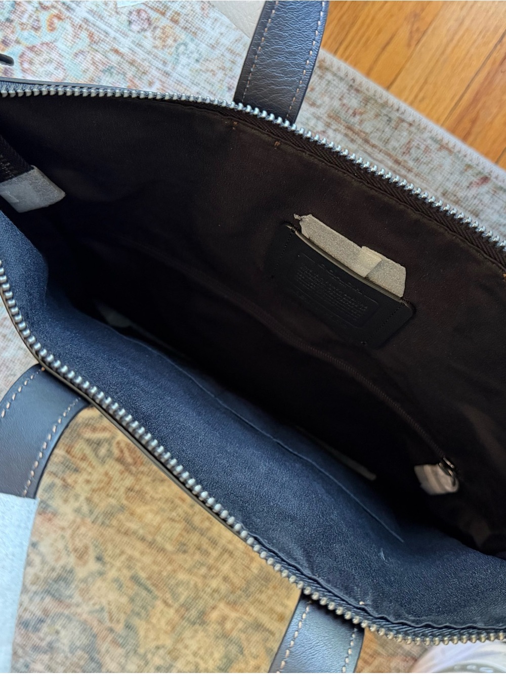 NWT Coach Graham Foldover Tote - Black Leather Laptop Travel Bag - Picture 5 of 10